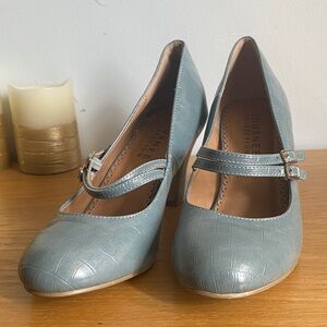 Journee Collection Women's Blue Gray Double Strap Heels